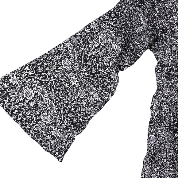 Torrid SZ 3 Smocked Mini Dress/Tunic Top Abstract Floral Print Off Shoulder - Picture 6 of 7